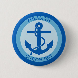 Badge Rond 5 Cm Marin bleu d'Ancre