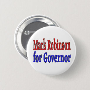 Badge Rond 5 Cm Mark Robinson pour Gouverneur avec le texte bleu r