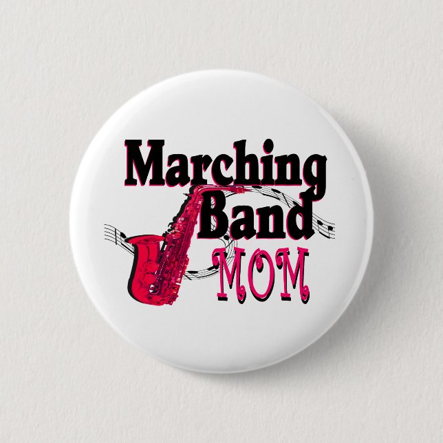 Badge Rond 5 Cm Marquage de bande maman/ saxophone (Devant)