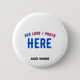 BADGE ROND 5 CM MARQUE BLANCHE MODERNE ET PERSONNALISABLE VÉRIFIÉE
