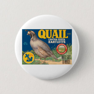 Badge Rond 5 Cm Marque Quail Contra Costa Bartletts