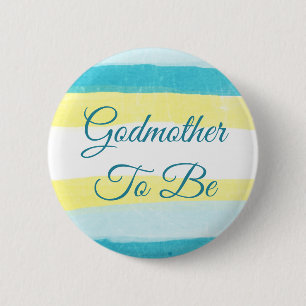 Badge Rond 5 Cm Marraine à être bouton bleu jaune de baby shower