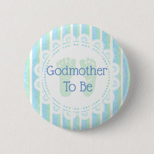 Badge Rond 5 Cm Marraine à être bouton de baby shower de vert bleu