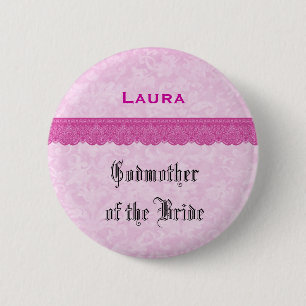 Badge Rond 5 Cm Marraine du ruban de dentelle de rose de jeune