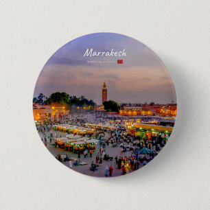 Badge Rond 5 Cm Marrakech, Maroc - Place Jemaa el Fnaa