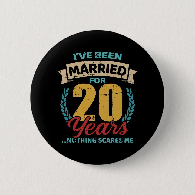 Badge Rond 5 Cm Married for 20 ans 20e anniversaire (Devant)