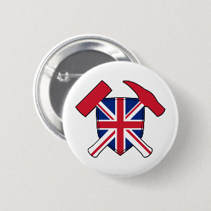 Badge Rond 5 Cm Marteau de géologue et logo de l'Union Jack