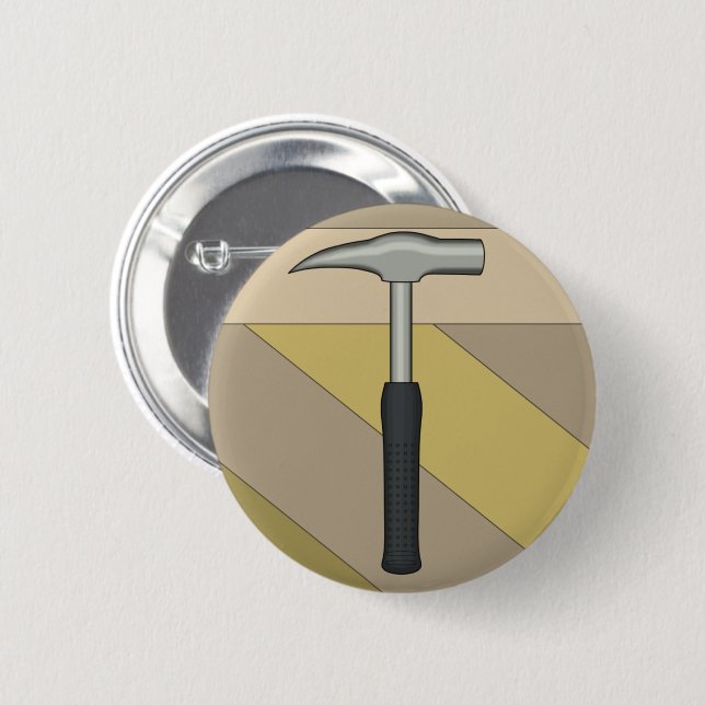 Badge Rond 5 Cm Marteau de rock du géologue (Devant & derrière)