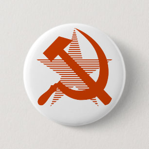 Badge Rond 5 Cm Marteau et faucille rouges soviétiques