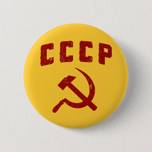 Badge Rond 5 Cm marteau vintage et faucille de l'URSS de cccp