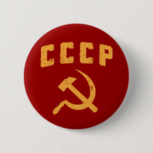 Badge Rond 5 Cm marteau vintage et faucille de l'URSS de Russe de