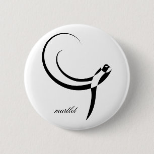 Badge Rond 5 Cm Martlet noir et blanc
