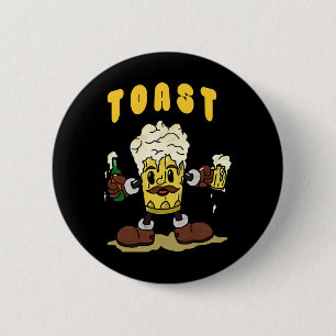 Badge Rond 5 Cm Mascotte du toast à la bière