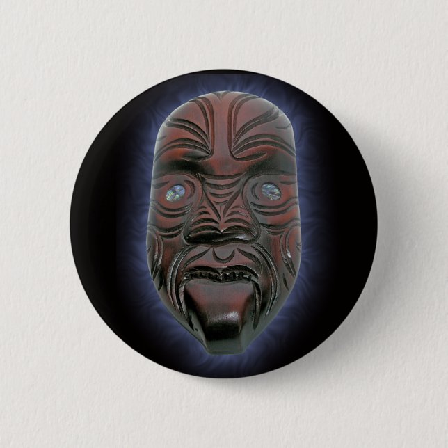 Badge Rond 5 Cm Masque découpé maori - bouton (Devant)