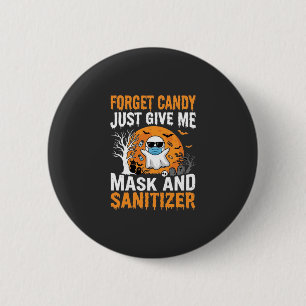 Badge Rond 5 Cm Masque et désinfectant Halloween Ghost Design_1