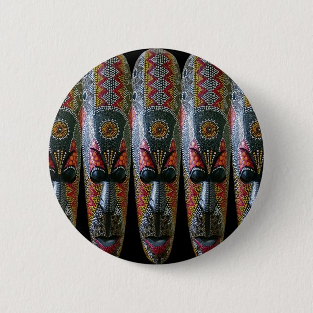 Badge Rond 5 Cm Masque tribal africain peint à la main (Devant)