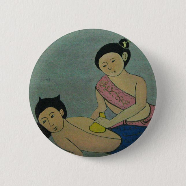 Badge Rond 5 Cm Massage traditionnel thaïlandais (Devant)