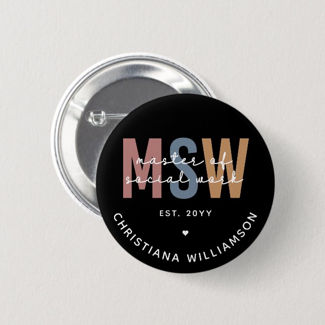Badge Rond 5 Cm Master en travail social en MSW (Devant & derrière)
