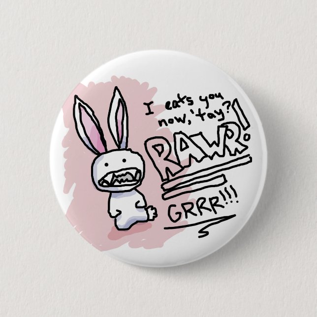 Badge Rond 5 Cm Mastication bruyante mauvaise de lapin (Devant)