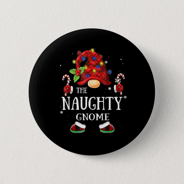 Badge Rond 5 Cm Matching Family The Naughty Gnome Christmas Group  (Devant)