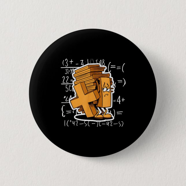 Badge Rond 5 Cm Math Overload Funny Equation Cartoon  (Devant)