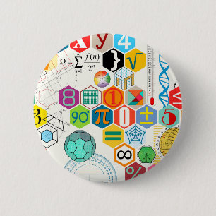 Badge Rond 5 Cm Maths (blanches)
