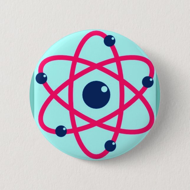 Badge Rond 5 Cm Matière d'atomes ! Atome rose et bleu (Devant)