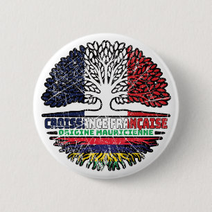 Badge Rond 5 Cm Maurice Maurice France Arbre Drapeau