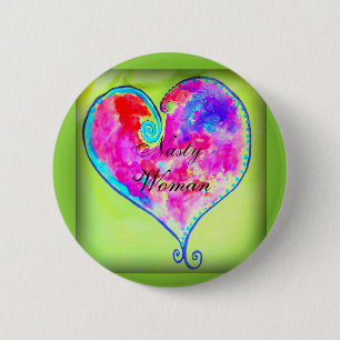 Badge Rond 5 Cm mauvais coeur de femme