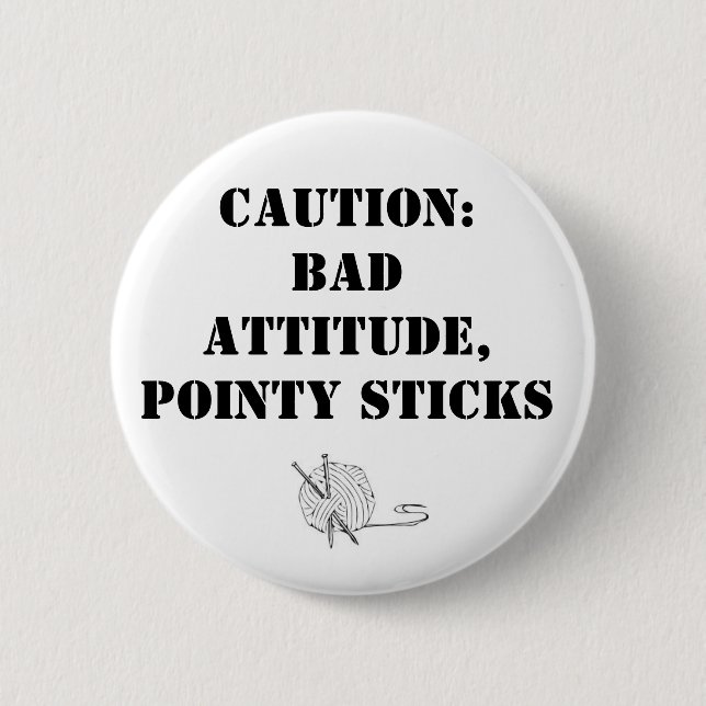 Badge Rond 5 Cm Mauvaise attitude, bâtons pointus (Devant)