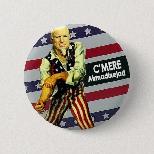 Badge Rond 5 Cm McCain/bouton d'Ahmadinejad (Devant)