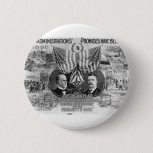 Badge Rond 5 Cm McKinley 1900 - Roosevelt