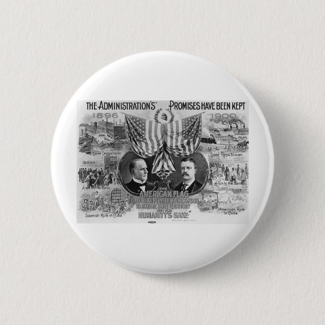 Badge Rond 5 Cm McKinley 1900 - Teddy Roosevelt (Devant)
