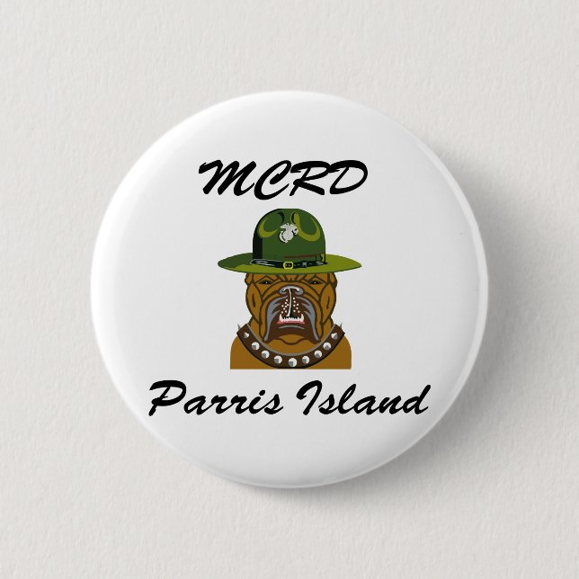 Badge Rond 5 Cm MCRD Chien diable de l'île Parris (Devant)
