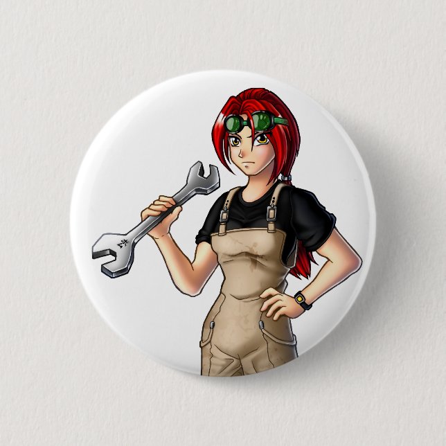 Badge Rond 5 Cm Mécanique Anime Girl (Devant)
