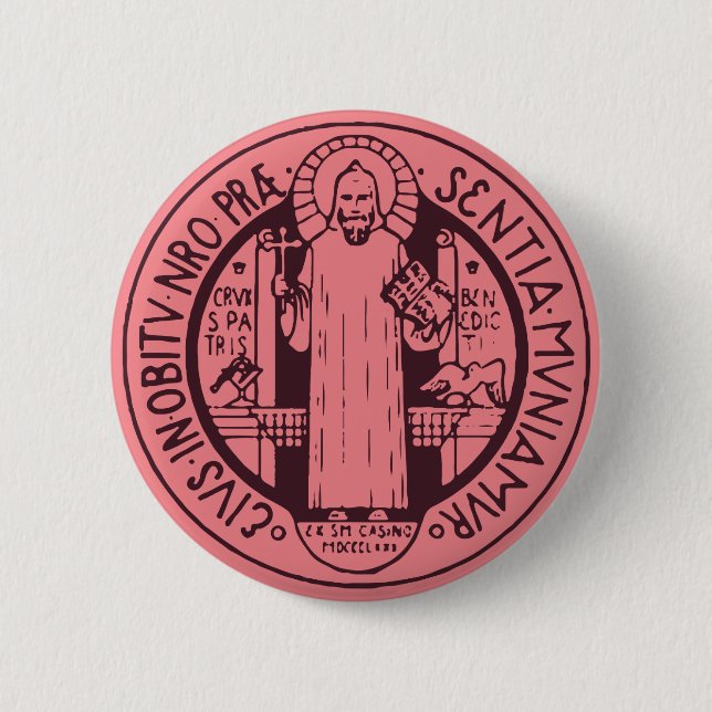 Badge Rond 5 Cm Médaille de Saint Benoît (Devant)