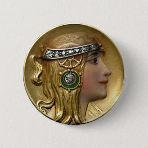 Badge Rond 5 Cm Médaillon Art Nouveau