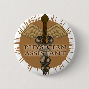 Badge Rond 5 Cm Médecin Assistant Caduceus
