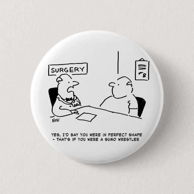 Badge Rond 5 Cm Médecin & Patient Surpoids Obesity Sumo Lutte (Devant)