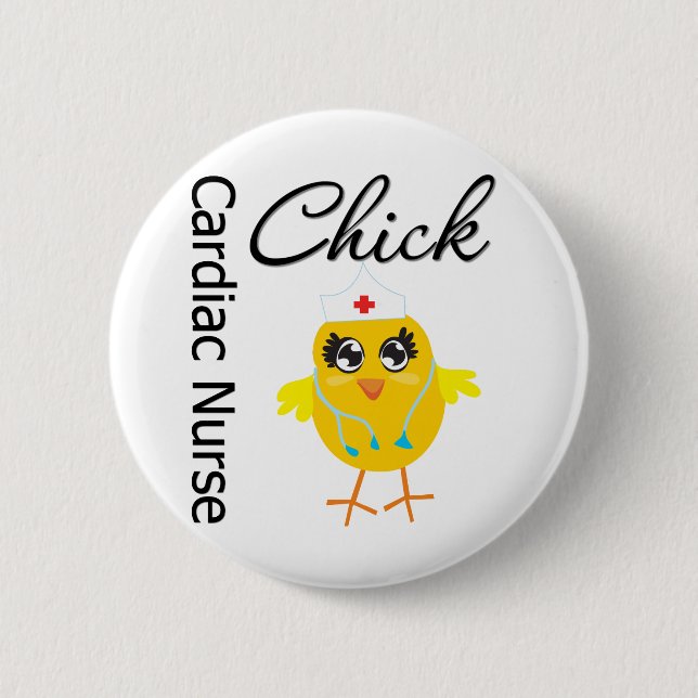 Badge Rond 5 Cm Médicale Chick v1 infirmière cardiaque (Devant)