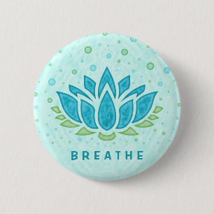 Badge Rond 5 Cm Méditation Yoga Lotus Flower Zen  Modèle de text