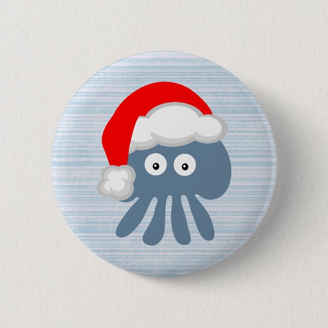 Badge Rond 5 Cm Méduses mignonnes de Père Noël de bande dessinée (Devant)