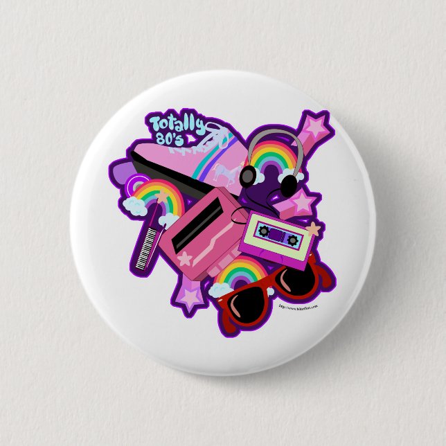 Badge Rond 5 Cm Mega Neon 80s Design (Devant)