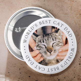 Badge Rond 5 Cm Meilleur Chat Papa Élégant Simple Photo Personnali