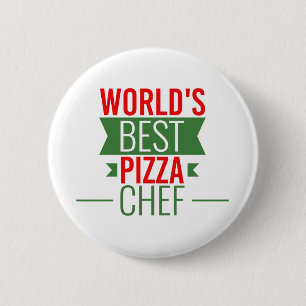 Badge Rond 5 Cm Meilleur chef    de pizza du monde : vert blanc ro