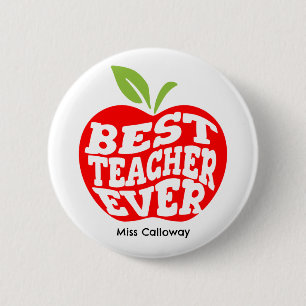 Badge Rond 5 Cm Meilleur Enseignant Personnalisé