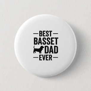 Badge Rond 5 Cm Meilleur Papa Basset Vintage Gravure T-Shirt Chien