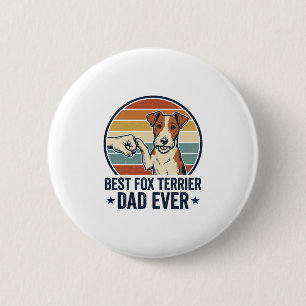 Badge Rond 5 Cm Meilleur Papa Fox Terrier Vintage T-Shirt pour Amo