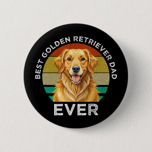 Badge Rond 5 Cm Meilleur Papa Golden Retriever de tous les temps