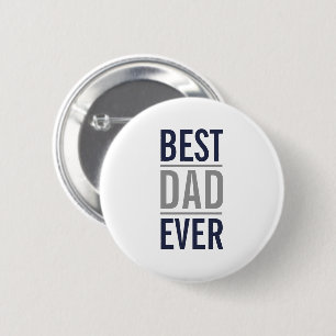 Badge Rond 5 Cm Meilleur papa jamais Bouton bleu marine moderne